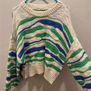 Striped Green and Blue Women's Sweater